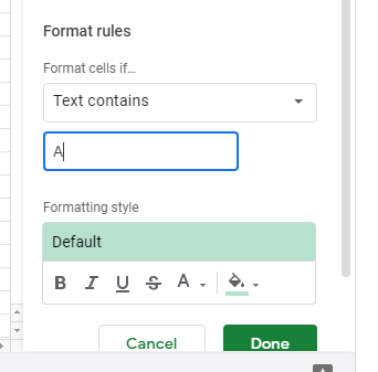 Conditional Formatting Google Sheets
