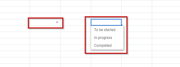 Google Sheets drop down 
