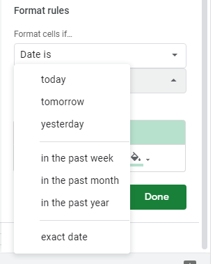 Conditional Formatting Google Sheets