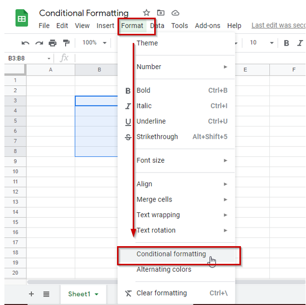 2 Conditional Formatting Google Sheets