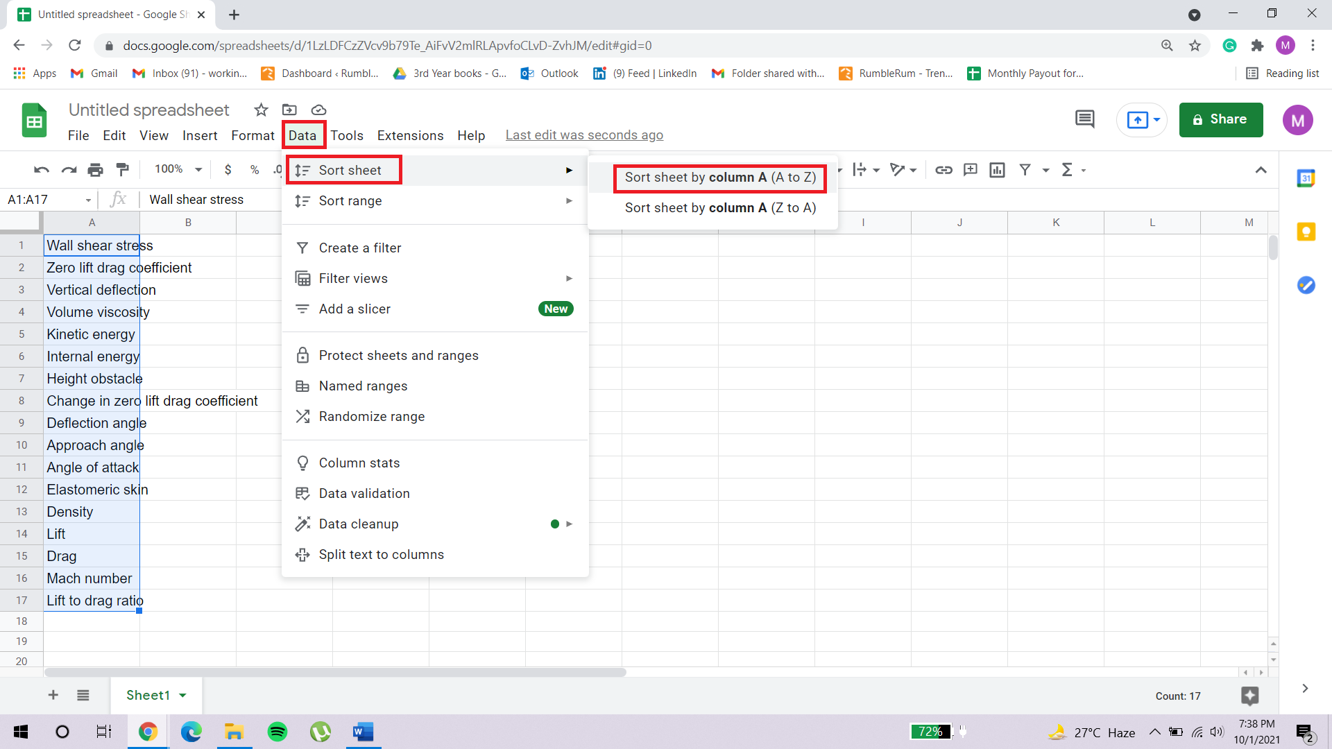 how to alphabetize in google docs