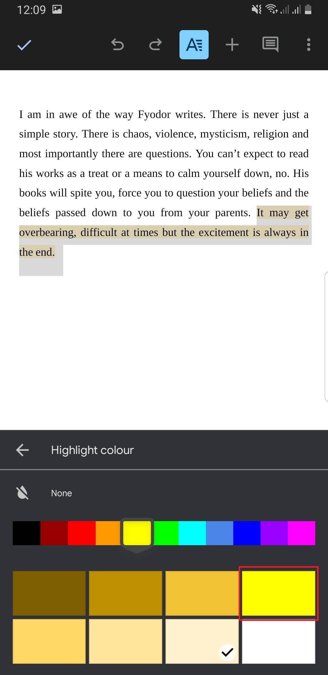 how to highlight in google docs