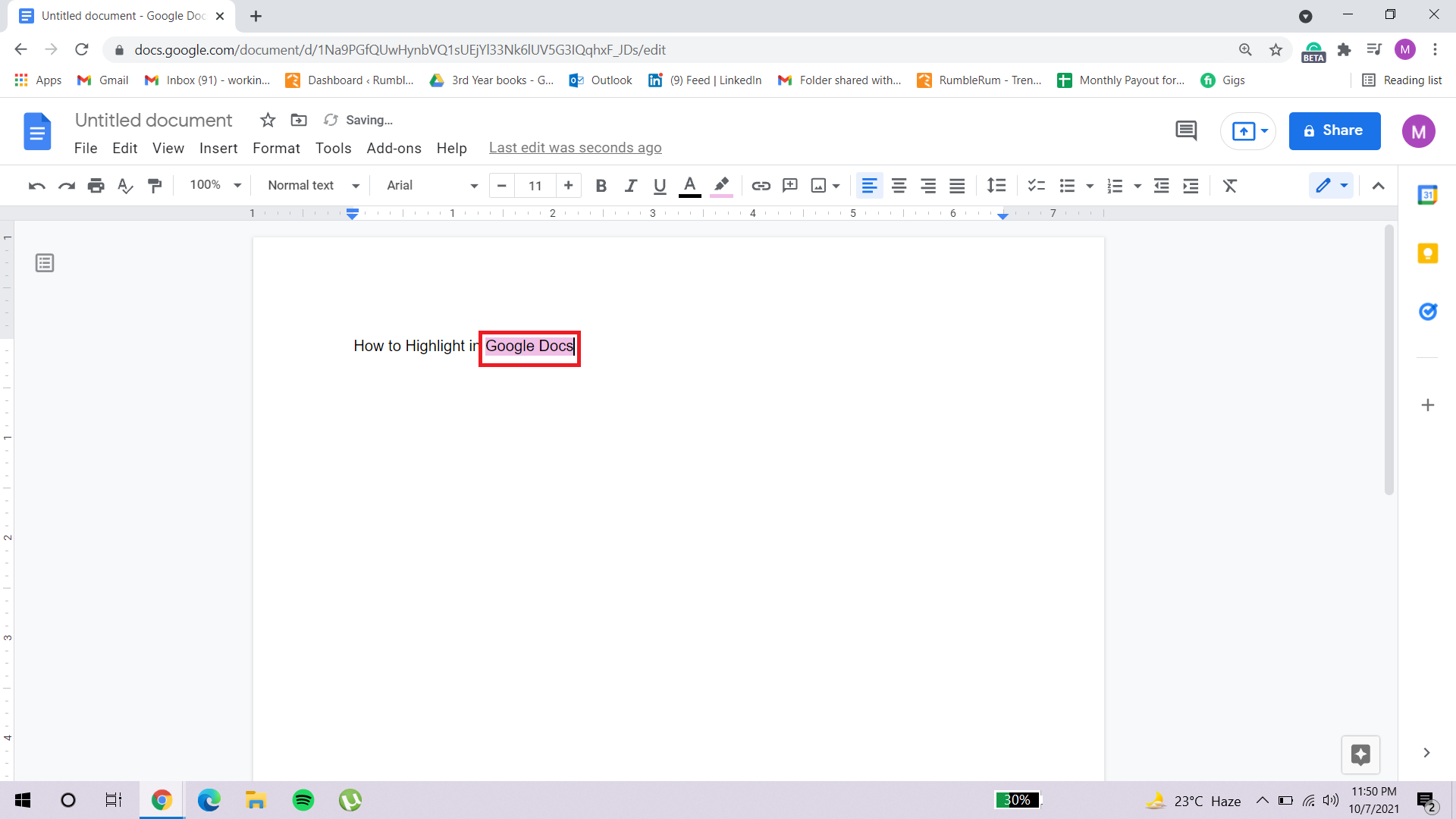 how to highlight in google docs 3