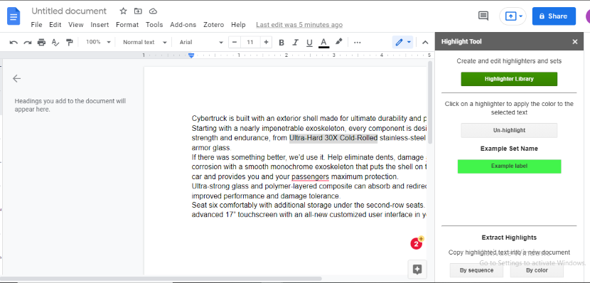 how to highlight in google docs