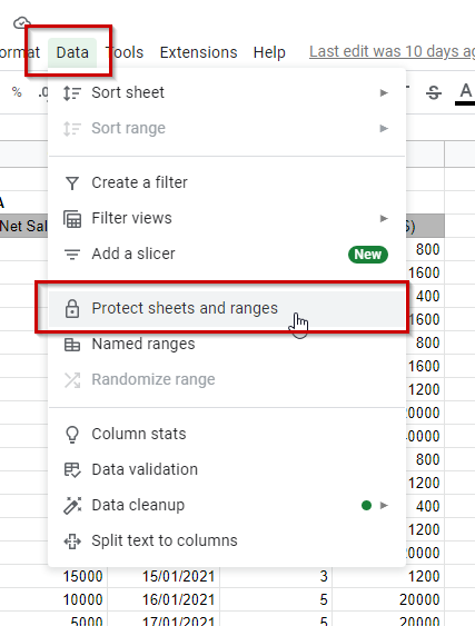 how to lock cells in Google Sheets