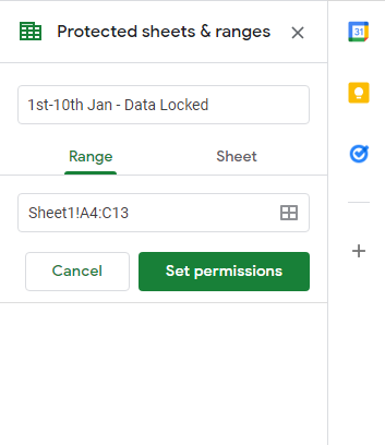 how to lock cells in Google Sheets