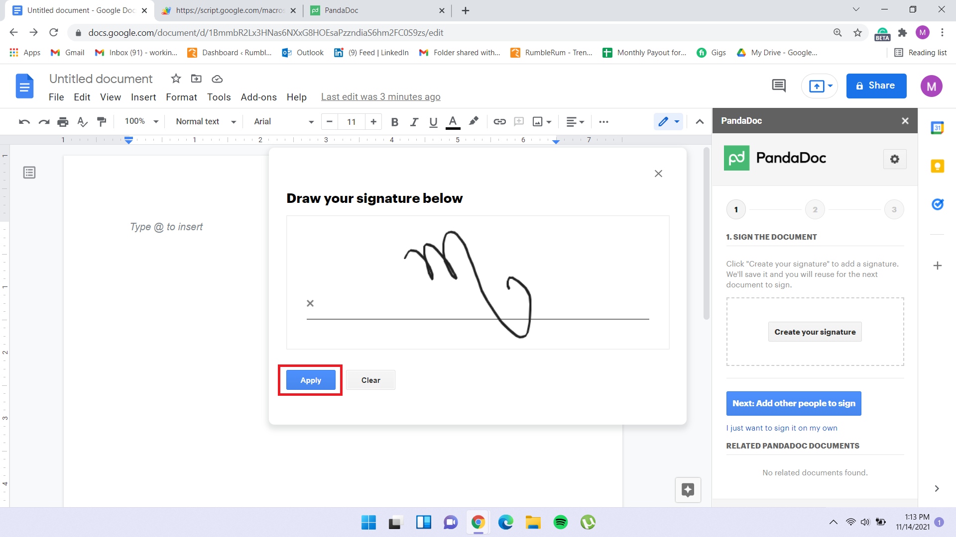 insert signature in google docs