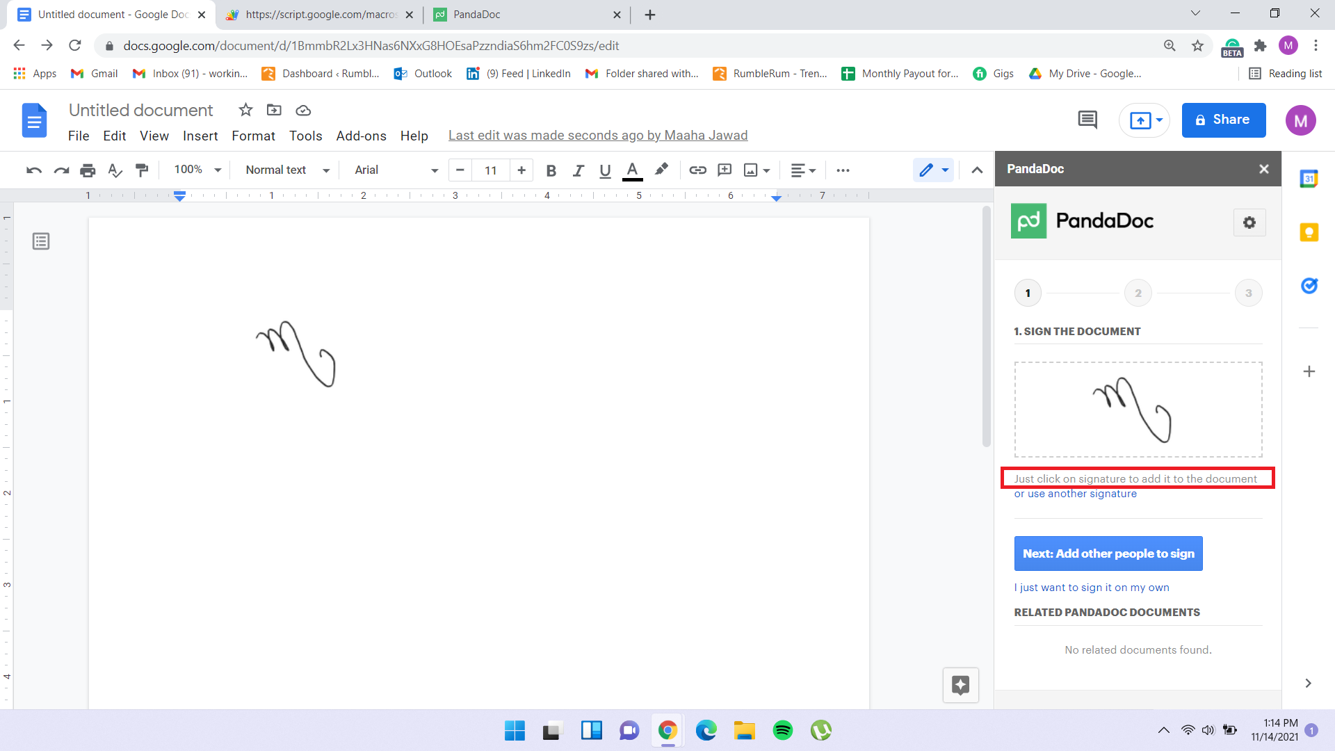 insert signature in google docs