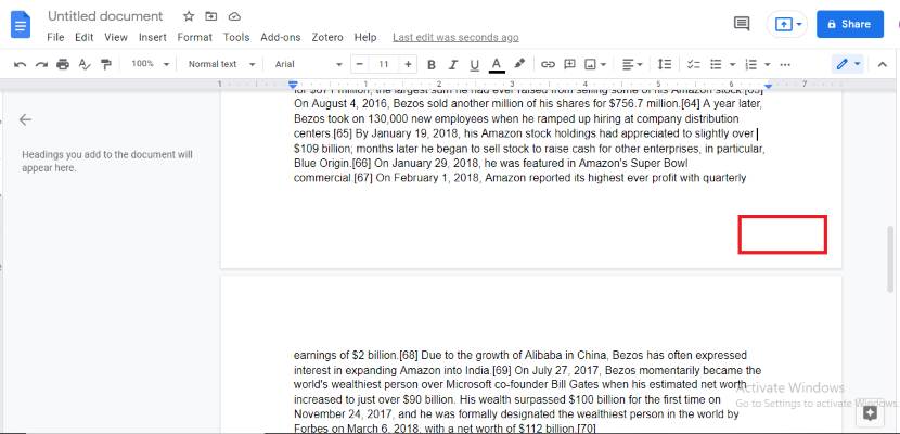how to add page numbers in google docs