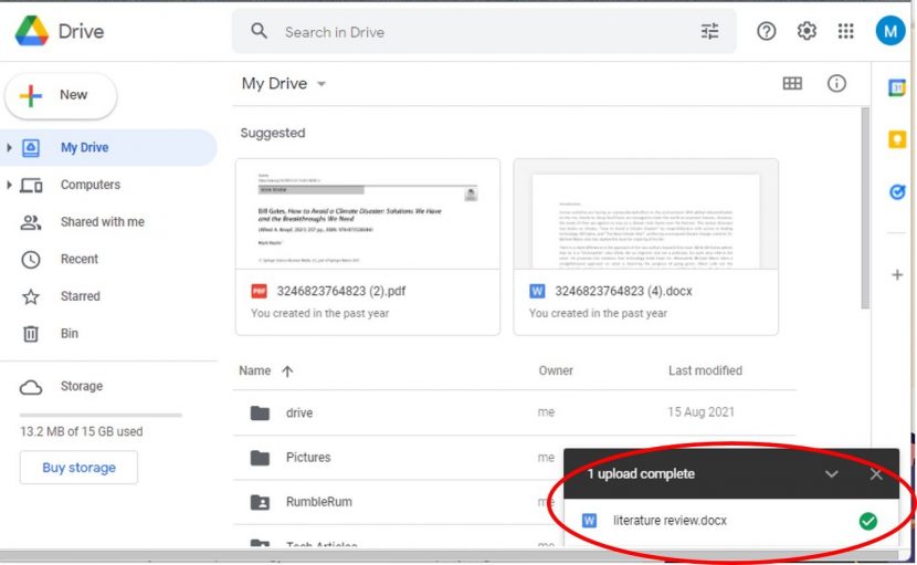 upload files to google drive