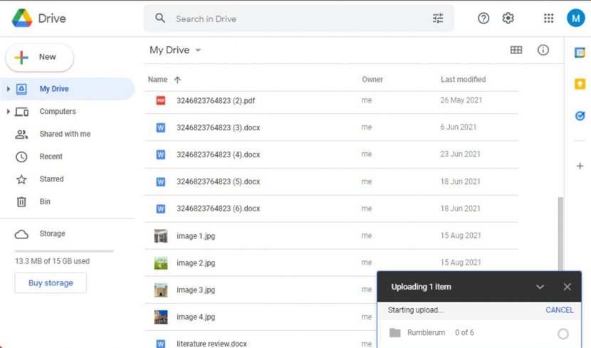 upload files to google drive