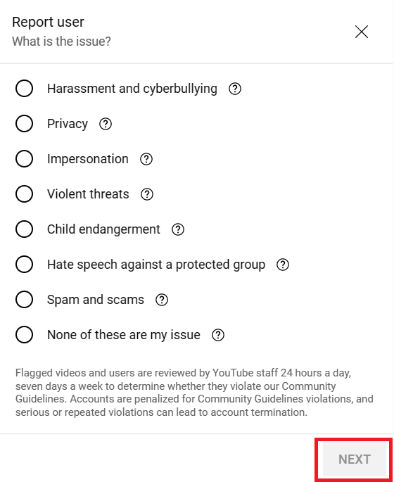 how to report a Youtube channel 