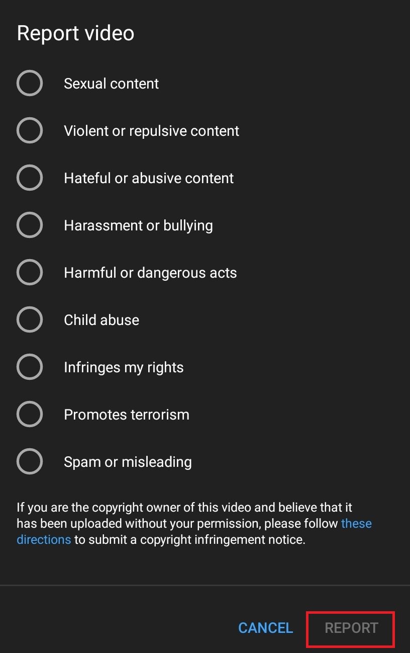 how to report a Youtube channel