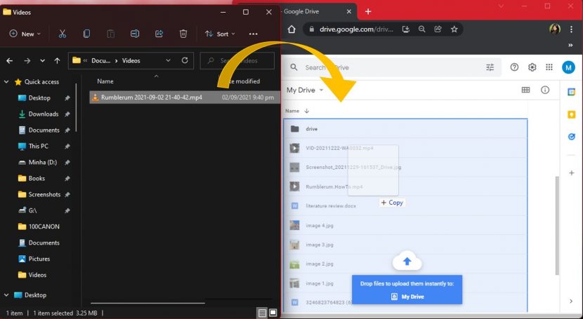 how to upload a video to google drive
