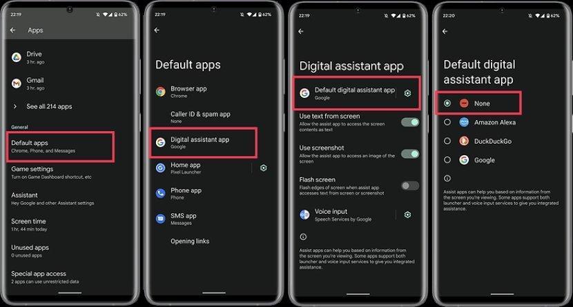 turn off Google assistant