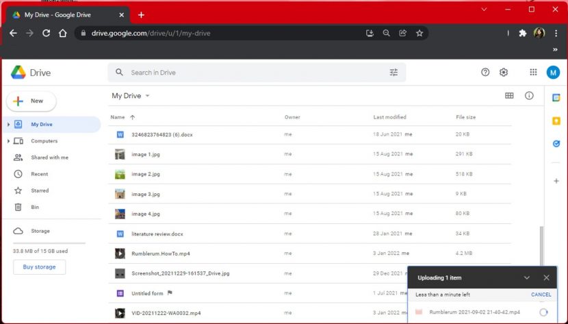 how to upload a video to google drive