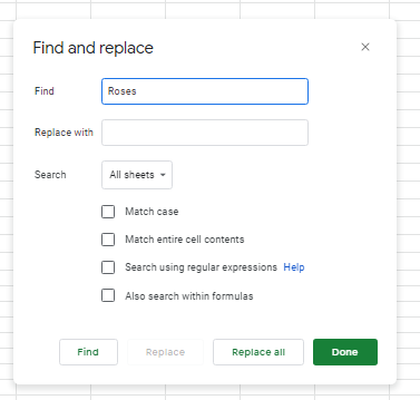 searching word you want to search in Google Sheets