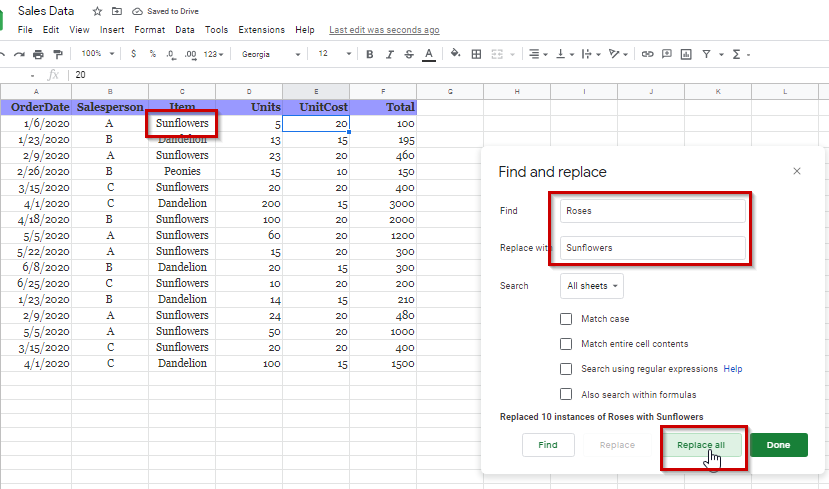 How to Search in Google Sheets