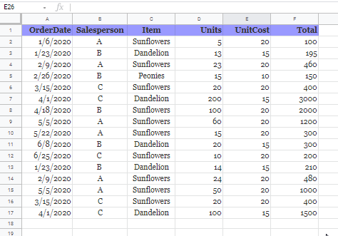 google sheets filter
