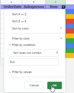 google sheets filter