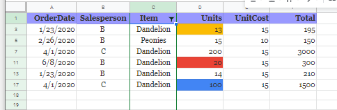 google sheets filter