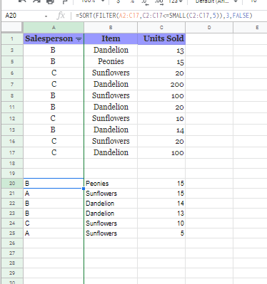 google sheets filter