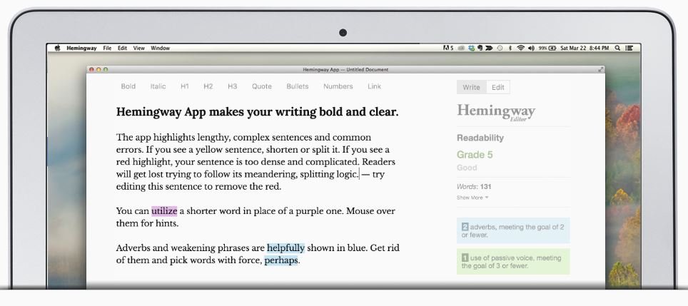 HemingwayApp Desktop free writing app
