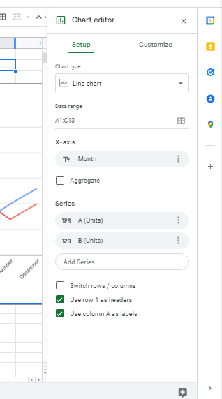how to make a line graph in google sheets