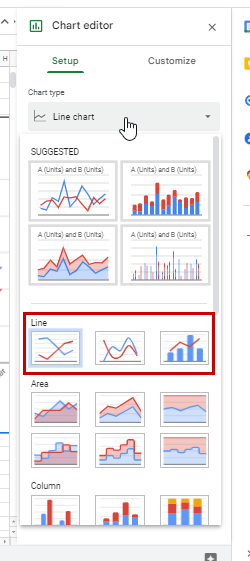how to make a line graph in google sheets