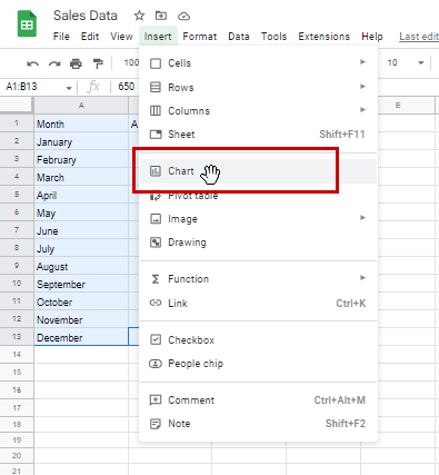 how to make a line graph in google sheets
